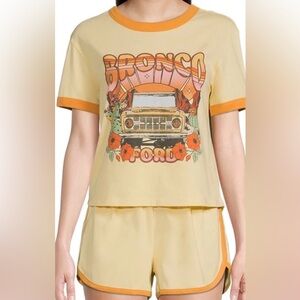 Bronco Ford Graphic Tee & Short Set - Yellow with Orange Trim 2X